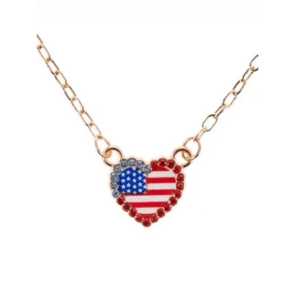 New Brother Sister Design Studio American Flag Heart Necklace